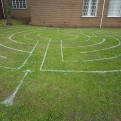 labyrinth painted on the grass at Peter Lee Memorial Methodist Church